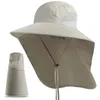 Cappello estivo da pesca con protezione solare Cappello estivo traspirante da campeggio Cappello da trekking anti-UV Cappello da sole con copricollo Cappello Panama da uomo 240102