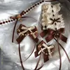Party Supplies Cosplay Lolita Hair Clip Headwear Soft Girl Brown Chocolate Series Band Side Kawaii Bow Lace Accessories