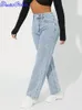 Denimcolab 2023 Hohe Taille Gerade Bein Jeans Frau Einfachen Stil Casual Baumwolle Denim Hosen Damen Lose Streetwear 240102