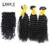 Wefts Malezyjskie kręcone dziewicze włosy Weves z zamknięciem 4PCS Lot Unforted Malezjan Deep Kinky Curly Human Hair Bundles i koronkowy Closur