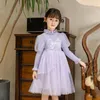 Girl Dresses Children Clothing Spring Autumn And Winter Dress Knitted Gauze Skirt Baby Western Style Plus Velvet Princess