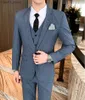 Garnitury męskie Blazers Wysoka jakość (garnitur + kamizelka + spodnie) Brytyjski styl Casual Party Suknia ślubna Moda Business Men's Slim Ruit Trzyczęściowy garnitur Q230103