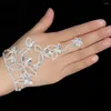 Charm Bracelets Rhinestone Hand Harness Bangle Chain Link Finger Ring Bracelet Tassel With For Bridal Wedding Party