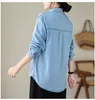 Women's Blouses Casual Wash Blue Denim Shirts Women Basic Single-Breasted Jeans 2024 Spring Tops Loose Fashion Lapel Cowboy Blusas