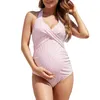 Set Nuovo Premama Costume intero da donna Costume da bagno premaman a righe Halter Push Up Costumi da bagno Taglie forti Costumi da bagno Incinta Tankini