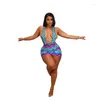 Women's Swimwear Beach Bath Exits Women 2024 Swimsuit Cover Pareo For The Bathing Suit Neck Backless Dress Color Print Sexy Slim One Spandex