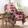 Red National Vintage Knitted Throw Blanket Geometry Blanket Home Cover Pure Travel Bed Sofa FG440 240103