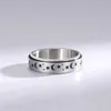 Anéis giratórios de aço inoxidável de 6mm, lua, estrela, anel para mulheres, alívio do estresse, anéis de ansiedade, noivado, casamento, promessa band228t
