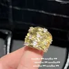 Anelli a grappolo di lusso nobile in argento 925 con zirconi cubici da sposa per le donne splendido placcato con regalo di gioielli in oro 18 carati