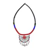 Pinces à cheveux Tibétain Ethnique Rouge En Forme D'éventail Cloche Gland Front Tête Chaîne Bandeau Vintage Miao Femmes Coiffe Boho Tribal Bijoux