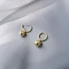 Boucles d'oreilles pendantes rétro, boule ronde, couleur or, bijoux de tempérament coréen, en acier inoxydable, cadeau pour femmes et filles