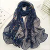 Foulards Montagne Fleur Femmes Foulard Élégant Mousseline De Soie Georgette Bandana Écharpe Été Plage Crème Solaire Mince Respirant