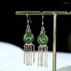 Dangle Earrings Selling Natural Hand-carved 925 Silver Gufajin Inlaid Jasper Pingan Buckle Studs Fashion Jewelry Women Luck Gifts