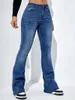 Jeans Femme Femmes Flare Stretch Moustache Mode Skinny Bell Bottom Taille Haute Gris Denim Pantalon Lady Classic Y2K Punk Long Pantalon