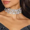 Choker Stonefans Große geometrische mehrreihige Halskette mit Strasssteinen, unregelmäßiger Kristallkragen, Partyschmuck für Frauen