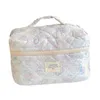 Sacs à cosmétiques Sac en coton floral avec poignée matelassée de toilette de voyage pour femmes filles collègues amis cadeaux d'anniversaire