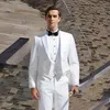 Mäns kostymer italiensk skräddarsydd design Vita män passar Slim Fit Wedding för brudgummen Tuxedos brudgum 3 st (jacka byxor väst)