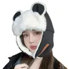 Berets Mulheres Quentes Earmuffs Elegante Chapéu Ultra-grosso Pelúcia de Inverno com Orelhas Fofas para Orelhas à Prova de Frio