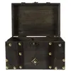 Sacs de rangement Coffre au trésor rétro Boîte à bijoux en bois Style Boîte de pirate polyvalente