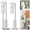 Freestanding Toilet Roll Holders Stainless Steel Paper Stand AntiRust Space Bathroom Tissue Rack Dispenser Storage 240102