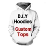 Hoodies masculinos DIY 3D Impresso Hoodie Homens Mulheres Moda Casual Tops Personalize Streetwear Personalidade Produtos Personalizados 6XL