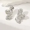 Stud Earrings European And American Style High-end Metal Liquid Irregular Leaves Fashionable For Women Jewelry