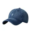 Unstructured Blue Denim Baseball Caps for Women Men Embroidery Texts 6 Panel Dad Hat 240103