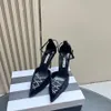 Top Crystal sandals Pointed toes Hollow out ankle strap rhinestone Stiletto heel sandals Dress Luxury designer High heels Dinner party shoes box