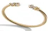 Jewelry fashion bracelet women's woven steel rope inlaid with Haoshi stainls steel 18K gold open Bracelet6444190