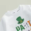 Conjuntos de roupas da criança meninas irlandês dia roupas carta impressão manga longa topos e calças elásticas conjunto bonito 2 peça roupas