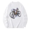 Magliette da uomo Primavera Autunno Bicicletta a scatto fisso Ciclista Pittura T-shirt da uomo Manica lunga Bici da strada Amante dello sport Bianco Casual Tees Vintage