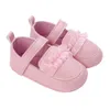 Lauflernschuhe für Babys, Mädchen, niedlich, leicht, weiche Gummisohle, Spitze, PU-Leder, geborenes Kleinkind, rutschfest, zum Laufen, Laufen