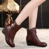 anti-skid Comfortable winter snow boots woman wedges high heels fashion shoes genuine leather women P2gF#