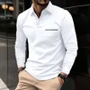 2024 hommes printemps à manches longues poche t-shirt décontracté affaires boucle mode polo 240104