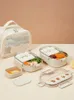 WORTHBUY Cute DIY Lunch Box Portable Thermal Bento Box With Insulated Lunch Bag 18/8 Stainless Steel Kids Food Container Box 240103