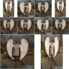 Party Decoration High Quality Cosplay Costume Adt039S White Angel Wings Wedding Bar Decorations Pography Shooting Props Pure Handmad Dhusw
