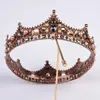 Coroa redonda do vintage barroco rainha rei coroa nupcial tiaras coroa de casamento retro barroco cristal pérola redonda headwear 240103
