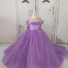 Robe à fleurs bleue pour filles, épaules dénudées, petite princesse, première Communion, motif Floral, grand nœud, cadeau de noël, concours