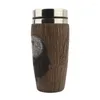 Бутылки для воды, стаканы для кофе с крышками, кружка из нержавеющей стали, изолированная крышка, 400 мл, креативный узор из коры дерева, орла