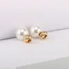 Boucles d'oreilles RE mode paragraphe vente Double face brillant perle grande pour les femmes A1730