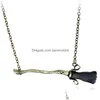 Pendentif Colliers RJ Fashion Thunderbolt Flying Broom Colliers en métal Antique Bronze Plaqué Sorcière Assistant Collier Magique Homme Femme Chok Dhh1Z