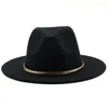 Berets Green Wide Brim Top Hat Panama Decoration Caint Beedoras Fedoras for Men Women Wool Wool Blend Cap Jazz Cap