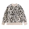 Herrtröjor Autumn Winter Imitation Mink Velvet Niche Design Leopard Print Män/kvinnor Amerikanska trendiga Casual Loose Par Pullover