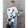 Bluzy damskie mody krawat bar barwnik w szyku w szyku w dniu długim rękawie swobodny jesień pullover luźna bluza z kapturem czarna czarna