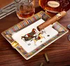 Wholesale Cigar Ashtray Ceramic Large Diameter 3-Piece Smoke Tank European Style Living Room Decoration Cuban Cigar Ash