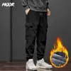 Calças masculinas HIQOR Y2k Vintage Baggy Calças Inverno Engrossar Calças Quentes para Mens Fleece Cargo Tornozelo Corredores Calças Harem Calças OversizeL231113