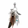 Keychains Keyring Bag Charm Fashion Boho Jewelry Feather Keychain Opal Stone For Women 2024 Metal