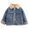 Veste d'hiver en Denim surdimensionnée pour femme, manteaux chauds et épais en peluche, col rabattu, manches longues, Top 2023, 240103