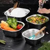 Ensembles de vaisselle Square bassin en acier inoxydable Mélanges Bols Vegetable Washing Pot Buffet Server Tray Houseter Houseder