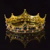 Coroa redonda do vintage barroco rainha rei coroa nupcial tiaras coroa de casamento retro barroco cristal pérola redonda headwear 240103